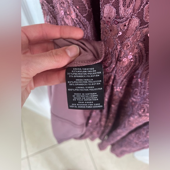 R&M Richards Sequined Lace Gown with Sheer Inserts in Dark Rose size 10 - Picture 10 of 11